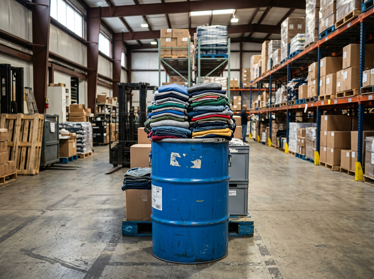 Clothing in barrels